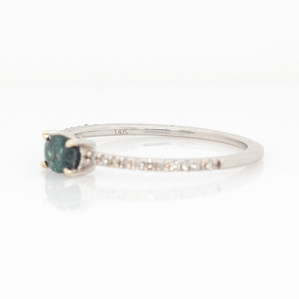 Natural Alexandrite Ring in Solid 14K White Gold with Diamond Accents - Picture 9 of 9